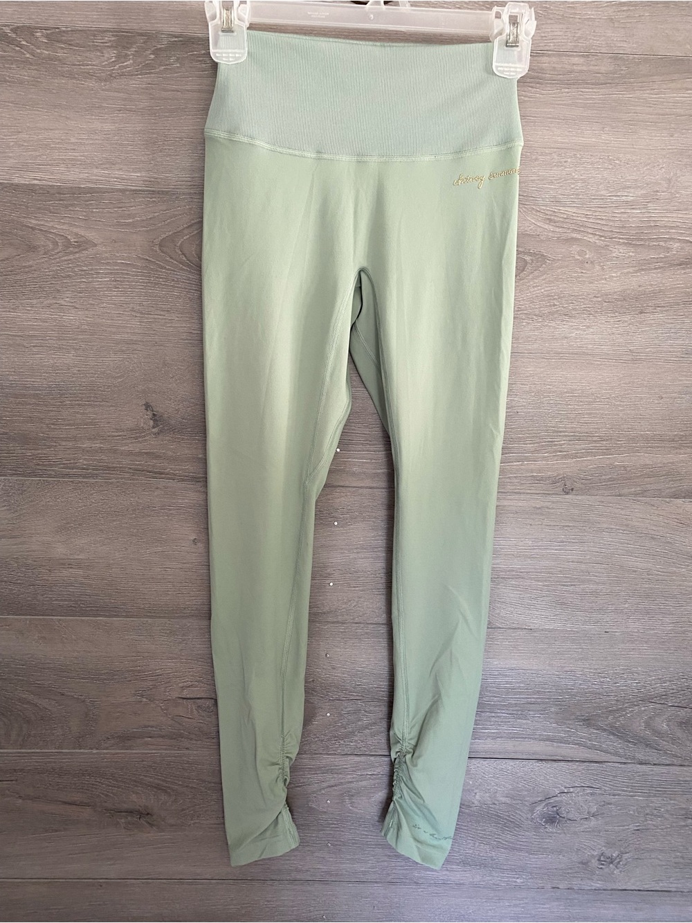 Gymshark Whitney Ribbed Waist Ruched Leggings Green